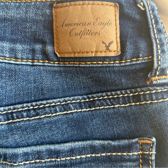 American eagle denim shorts blue Size 0 light distressing super stretch raw edge - Picture 3 of 12